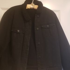 Black denim sherpa lined jacket